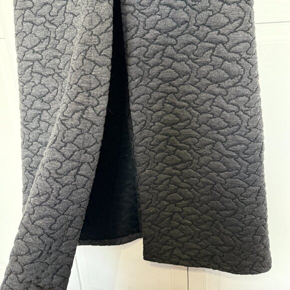 Vintage Dark Iron Gray Textured Button-down Long Trench Coat - Picture 4 of 14